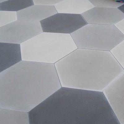 Hexagonal Gray Mixed Cement Tiles SQM