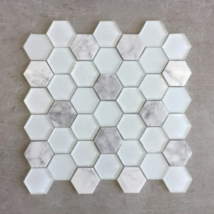 2 x 2 Marble & Glass Mosaic Tile