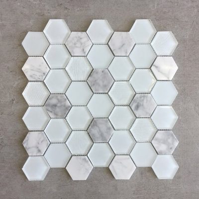 2 x 2 Marble & Glass Mosaic Tile