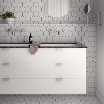 Art, Hexatile Mate 17.5x20cm White, Black, Grey Sqm