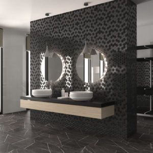 TOG Glass Mosaic Sixties Diamond Black Hexagon