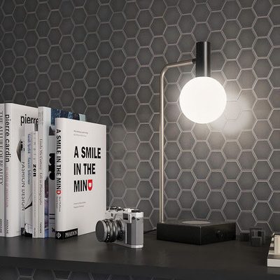 TOGAMA Glass Mosaic Sixties Black MATT Hexagon