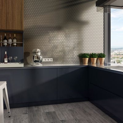 TOG Glass Mosaic Sixties Pearl Taupe Hexagon