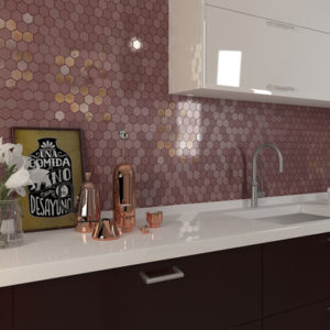 TOG Glass Mosaic Sixties Burgundy Hexagon