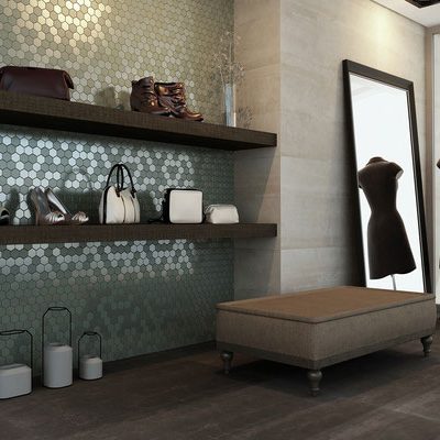 TOG Glass Mosaic Sixties Khaki Hexagon