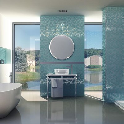 TOG Glass Mosaic Sixties Turquoise Hexagon
