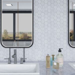 D&G Carrara White Hexagon Marble Mosaic - Polished
