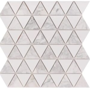 White Equilateral Triangle Honed Stone Mosaic Tiles