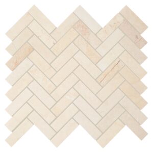 Brushed Herringbone Mosaic Marble Tile