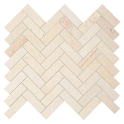 Brushed Herringbone Mosaic Marble Tile