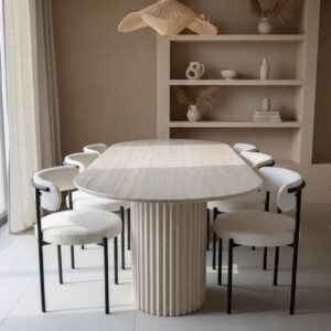 Travertine Oval Top Dining Table