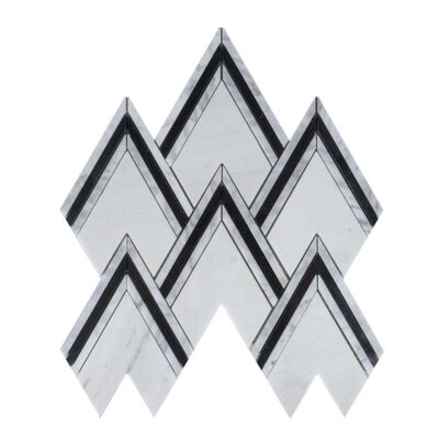 Geometric Chevron & Triangle Marble Mosaic Tile