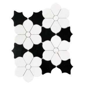 Floral Rosette & Star Marble Mosaic Tile