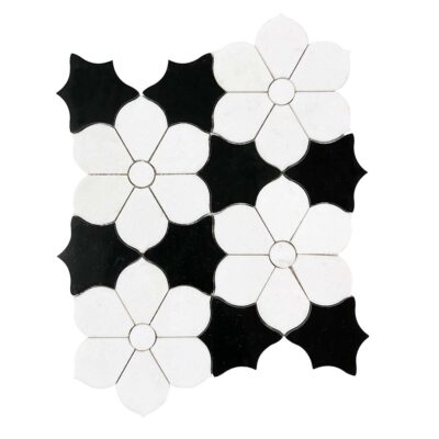 Floral Rosette & Star Marble Mosaic Tile