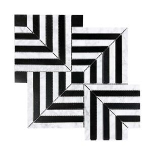 Op-Art Geometric Stripe Marble Mosaic
