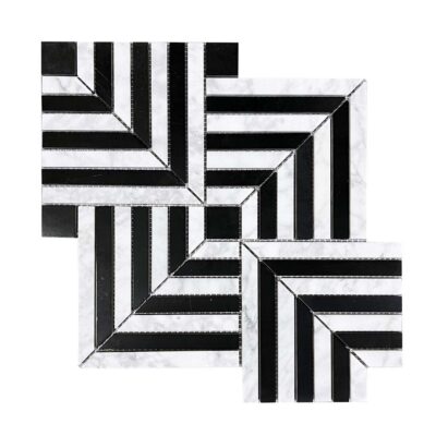 Op-Art Geometric Stripe Marble Mosaic