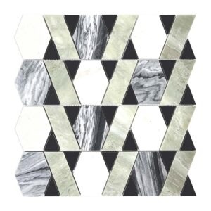 Geometric Hexagon & Triangle Marble Mosaic Tile