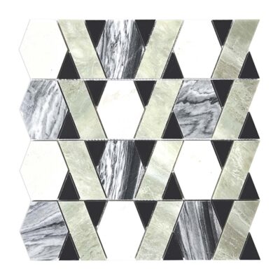 Geometric Hexagon & Triangle Marble Mosaic Tile